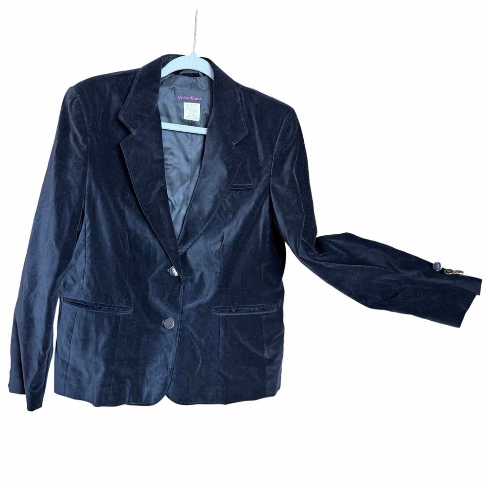 Vintage collections 100% cotton velvet black blazer 14 dark academia career